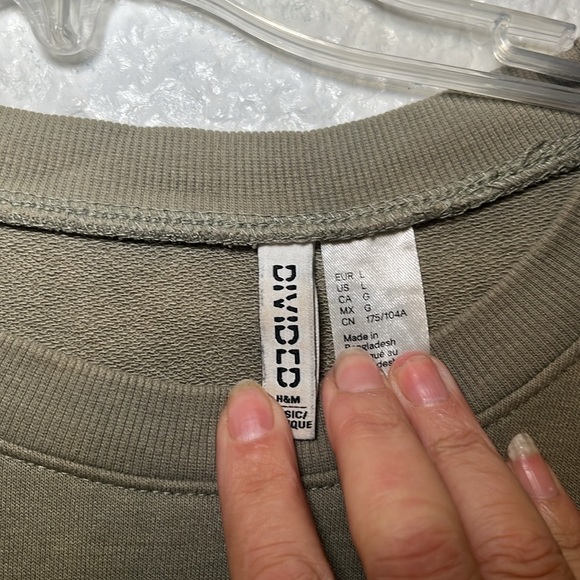 Divided sage green sweater with Love embroidered on the front size large - Picture 3 of 8